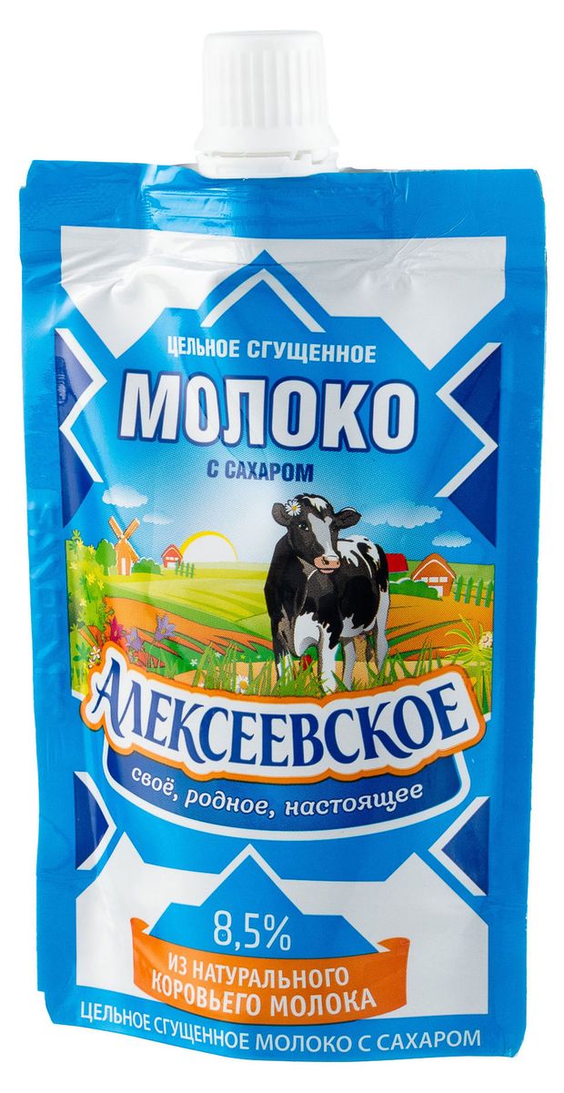 Молоко сгущенное цельное Алексеевское с сахаром 8,5% БЗМЖ, 100 г
