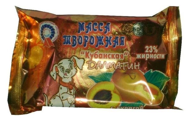 Масса творожная Далматин Кубанская с курагой брикет 23% ЗМЖ, 170 г