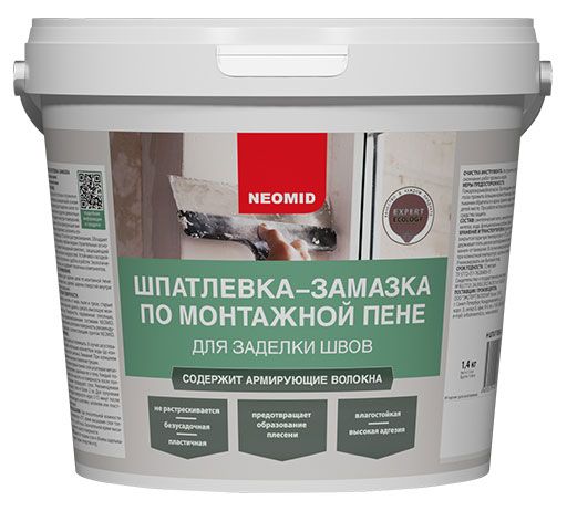 Строительство и ремонт  Ашан Шпатлевка-замазка по монтажной пене NEOMID для заделки швов, 1,4 кг