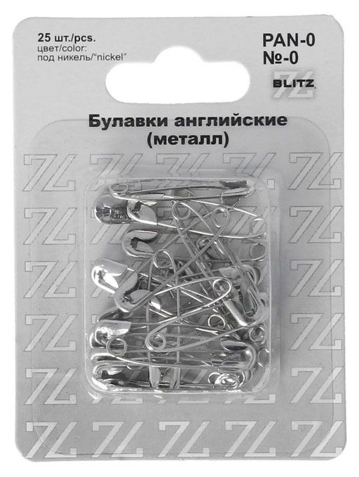 Булавки английские Blitz под никель 28 мм 25 шт 60₽