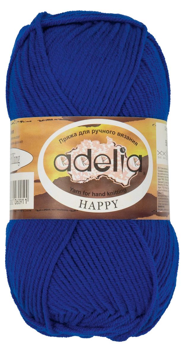 Пряжа Adelia Happy ярко синяя, 50 г