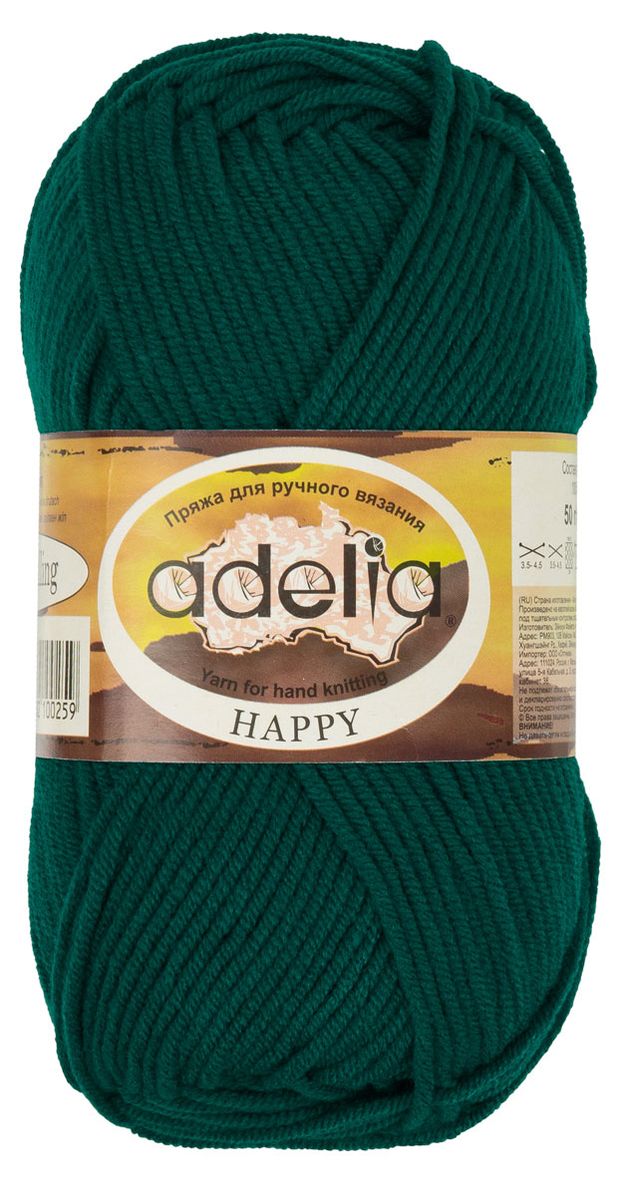 Пряжа Adelia Happy изумрудная, 50 г