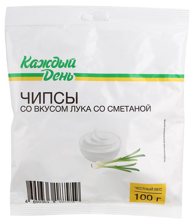 Чипсы Каждый день со вкусом сметаны и лука 100 г 45₽
