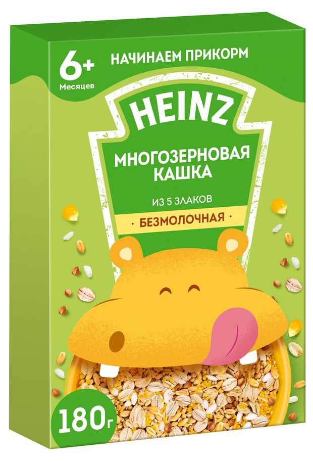 Каша безмолочная Heinz многозерновая низкоаллергенная из 5 злаков с 6 мес., 180 г