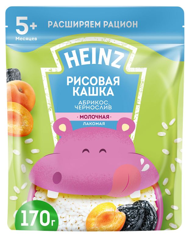 Каша молочная Heinz рисовая с абрикосом и черносливом с 5 мес., 170 г
