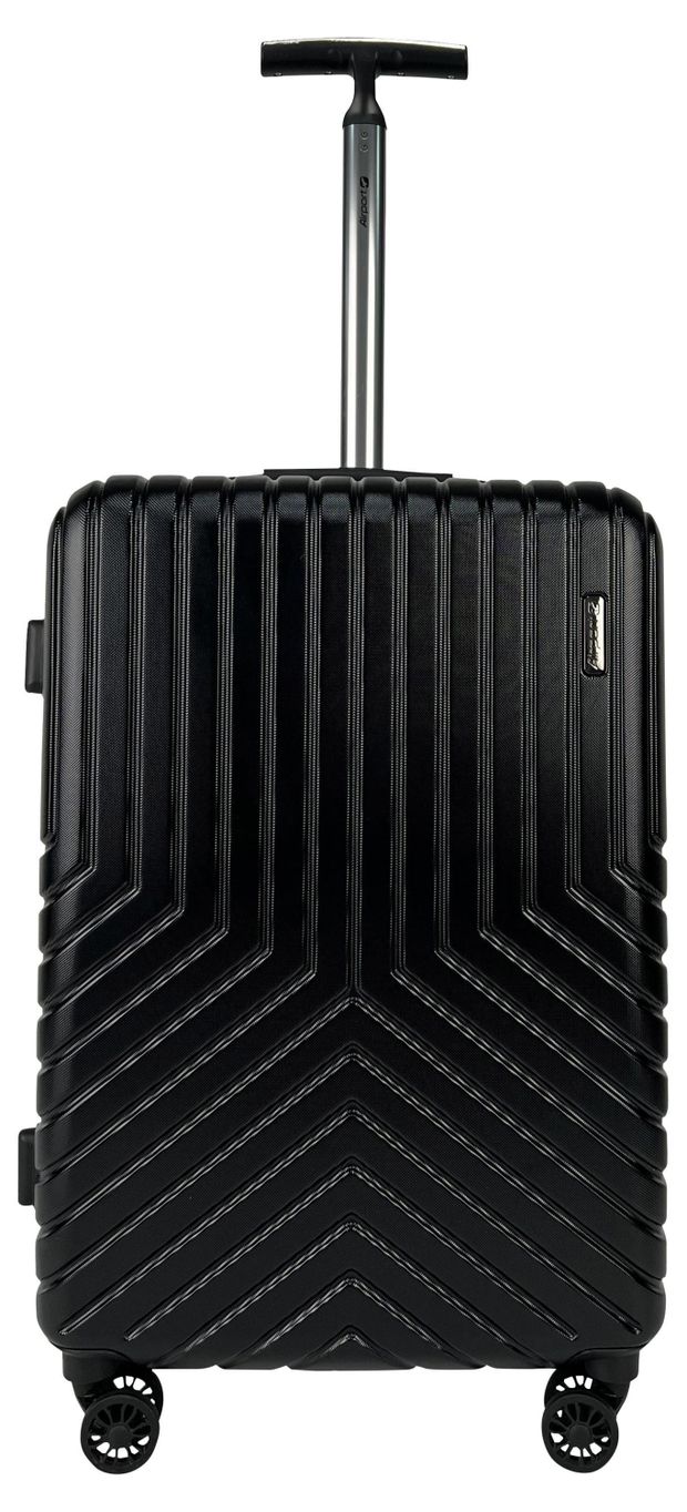 Чемодан жесткий Airport облегченный черный 8 колес, 29х48х71 см, размер L