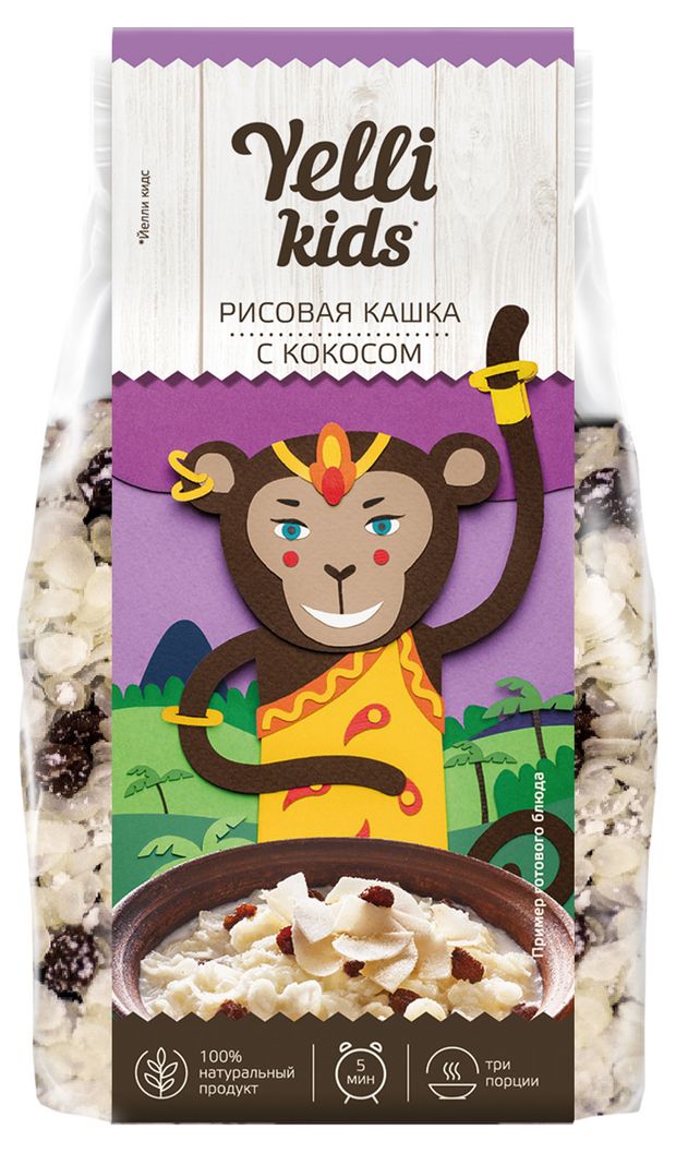 Кашка рисовая Yelli kids с кокосом, 100 г
