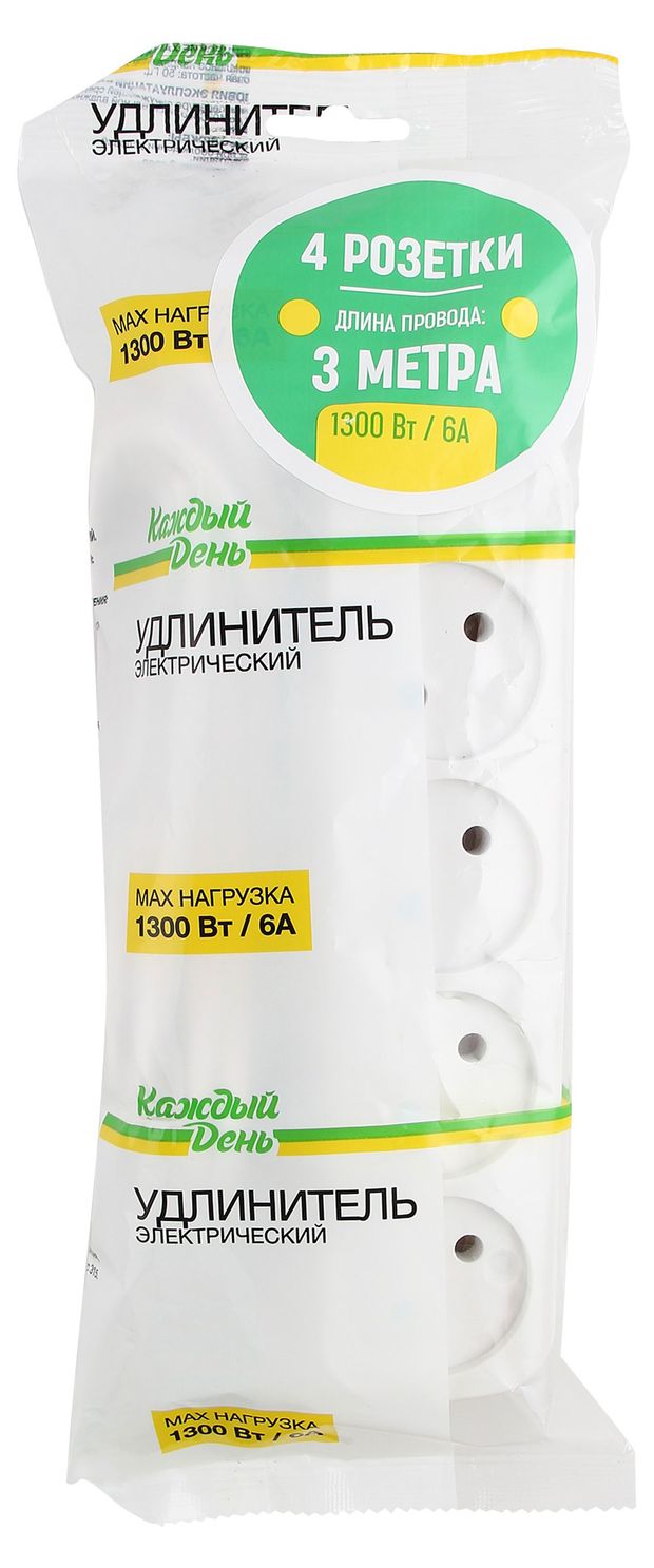 Удлинитель Каждый день 4 гнезда 6А 3 м 350₽
