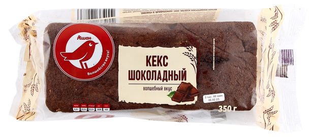 Кекс пшеничный АШАН Красная птица шоколадный, 350 г