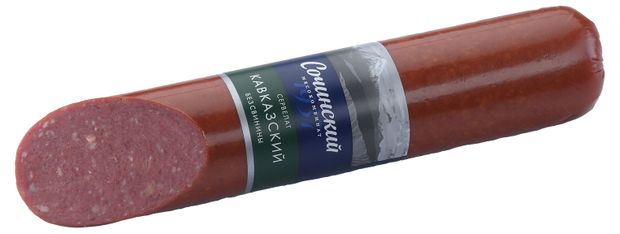 Сервелат полукопченый Сочинский мясокомбинат Кавказский без свинины, ~ 900 г