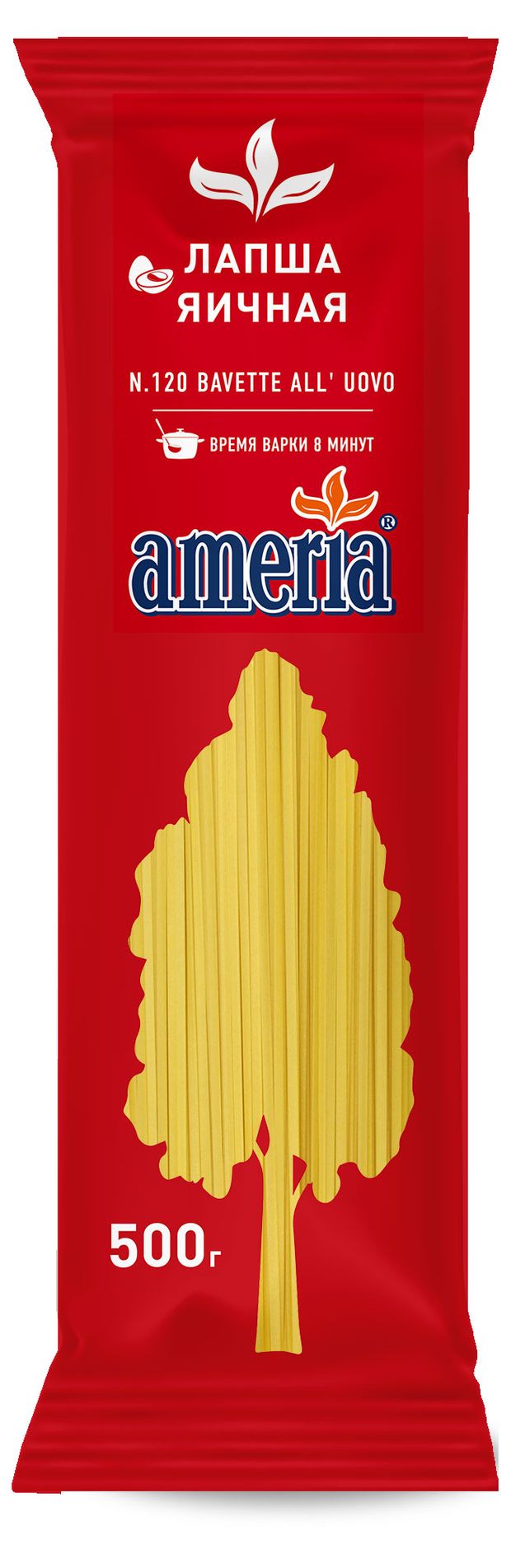 Макаронные изделия Ameria Bavette 120 лапша, 500 г
