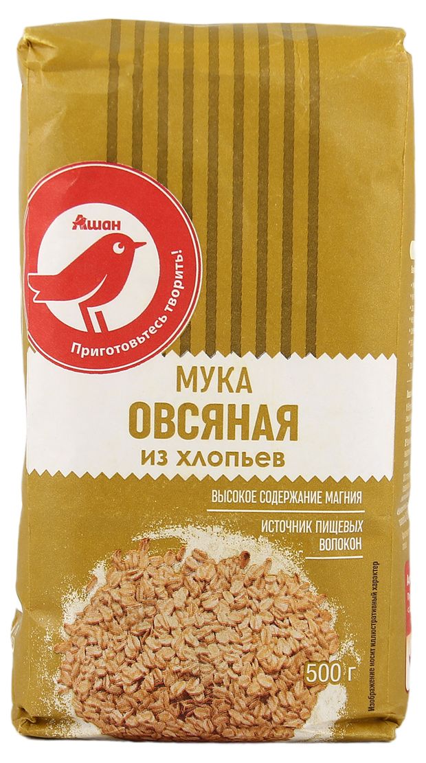 Мука овсяная АШАН Красная птица, 500 г