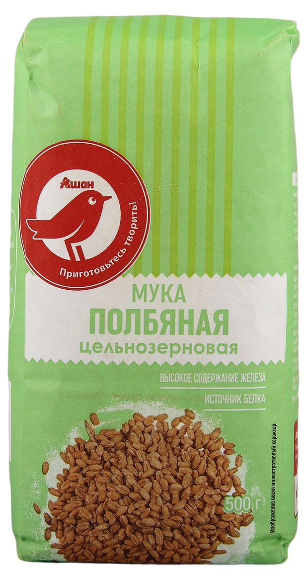 Мука полбяная АШАН Красная птица, 500 г