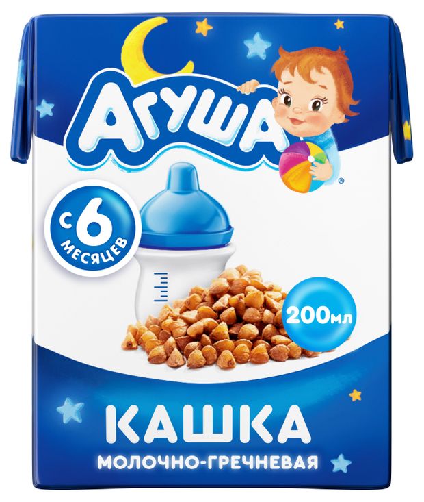 Каша молочная Агуша гречневая с 6 мес., 200 мл