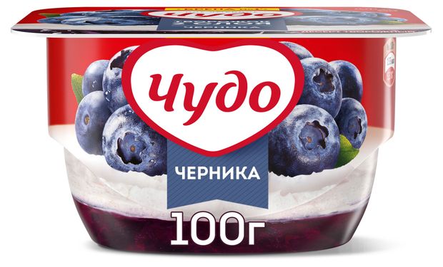 Творожок Чудо воздушный черника 4,2% БЗМЖ, 100 г