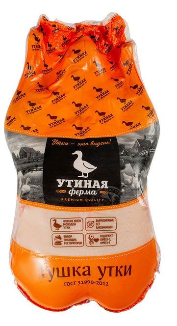 Птица, мясо  Ашан Тушка утки Утиная Ферма потрошеная охлажденная, ~ 2,5 кг