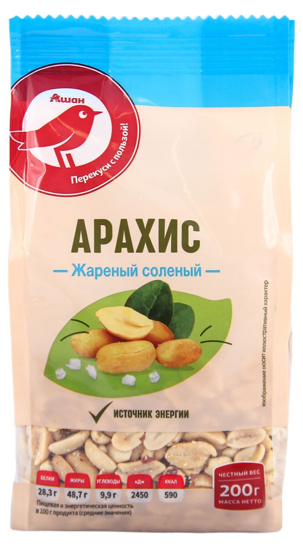 Арахис АШАН Красная птица жареный соленый 200 г 140₽