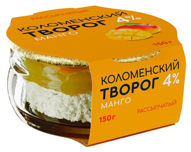 Творог рассыпчатый сладкий Коломенский с наполнителем Манго 4 БЗМЖ 150 г 120₽