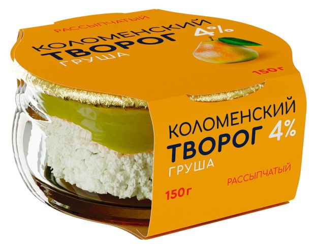 Творог рассыпчатый сладкий Коломенский с наполнителем Груша 4% БЗМЖ, 150 г