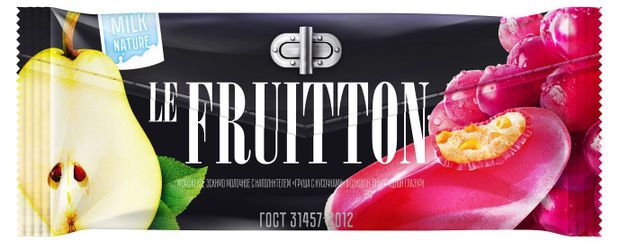 Замороженные продукты Мороженое молочное Le Fruitton с кусочками груши в виноградной глазури ГОСТ БЗМЖ, 60 г