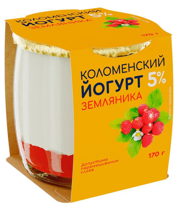 Йогурт Коломенский с земляникой 5% БЗМЖ, 170 г