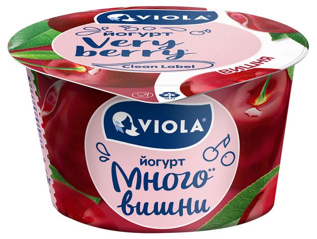 Йогурт Viola Very Berry ложковый c вишней 2.6% БЗМЖ, 180 г