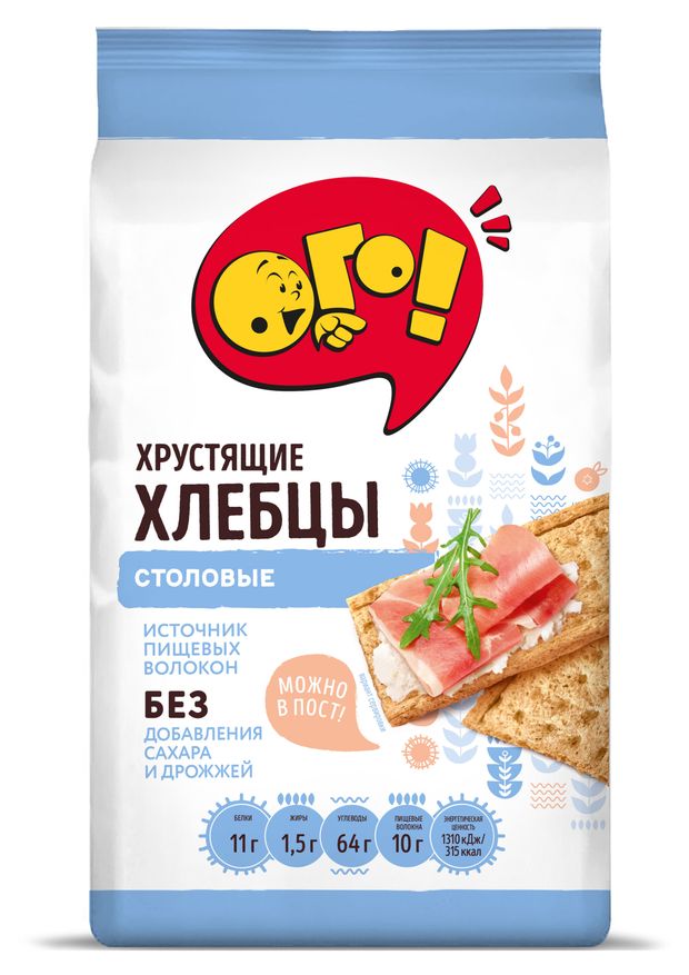 Хлебцы пшеничные ОГО! столовые без сахара и дрожжей, 75 г