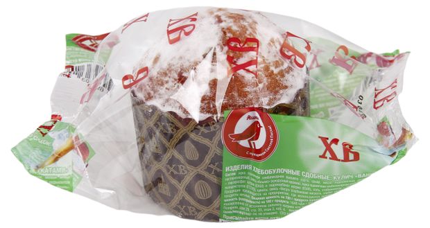 Кулич пасхальный АШАН Красная птица Кекс ванильный с цукатами, 100 г