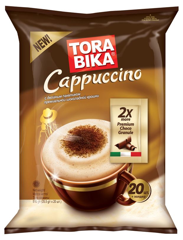 Кофейный напиток Torabika Cappuccino с двойной порцией шоколадной крошки 20 шт х 255 г 480₽