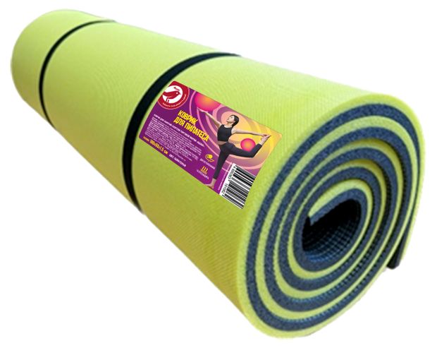 Коврик для пилатеса АШАН Красная птица лаймово-серый 180х60 см 850₽