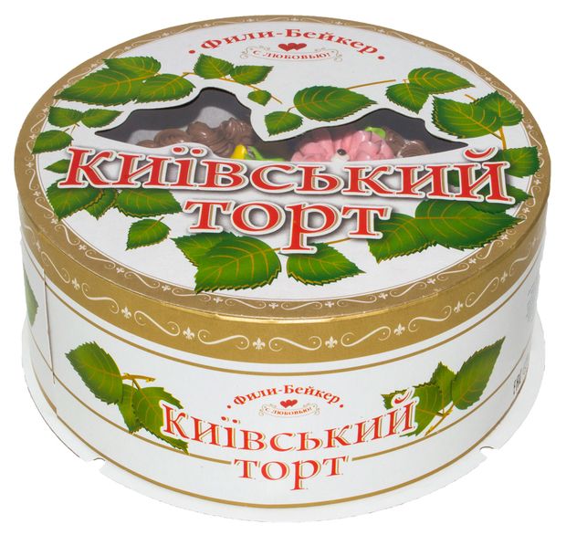 Торт безе Фили-Бейкер Новый Киевский воздушно-ореховый со сливочно-шоколадным кремом и фундуком охлажденный, 500 г