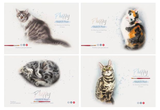 Альбом для рисования BG Акварельные котики на скрепке А4 24 л 70₽