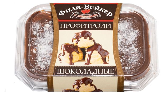 Пирожные заварные Фили-Бейкер Профитроли шоколадные с ванильной начинкой и бельгийским шоколадом охлажденные, 150 г
