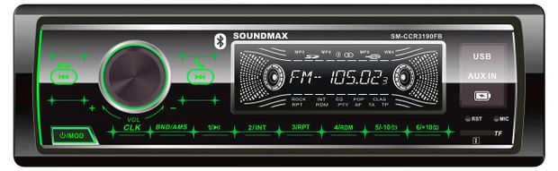Автотовары  Ашан Автомагнитола Soundmax SM-CCR3190FB черная