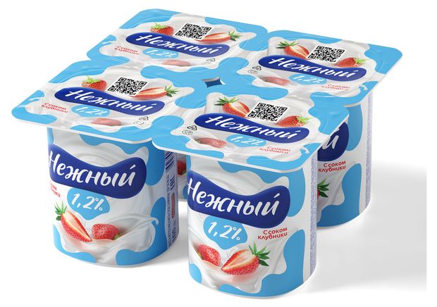 Йогуртный продукт Нежный с соком клубники 1,2%, 100 г