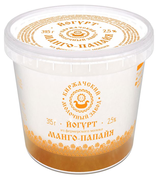 Йогурт Киржачский МЗ манго-папайя 2,5% БЗМЖ, 315 г