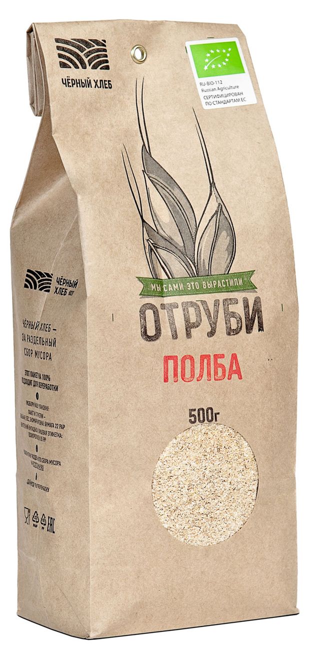 Здоровый выбор  Ашан Отруби Чёрный хлеб пшеницы полбы био, 500 г