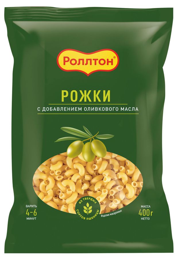 Макаронные изделия Роллтон Рожки с оливковым маслом, 400 г