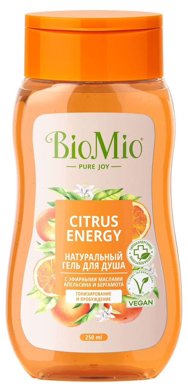 Гель для душ BioMio Тонизирование и пробуждение апельсин и бергамот 250 мл 340₽