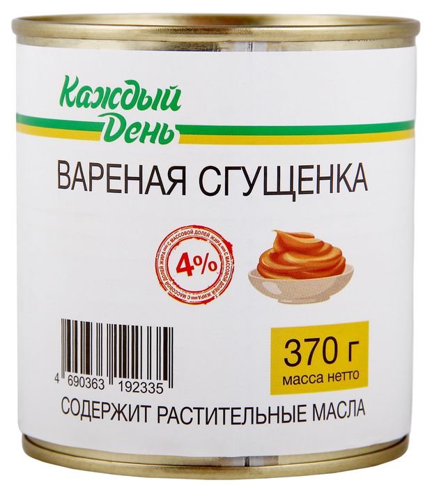 Молоко сгущеное Каждый день вареное 4% ЗМЖ, 370 г
