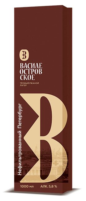 Пивной напиток Василеостровское темное фильтрованное, 1 л