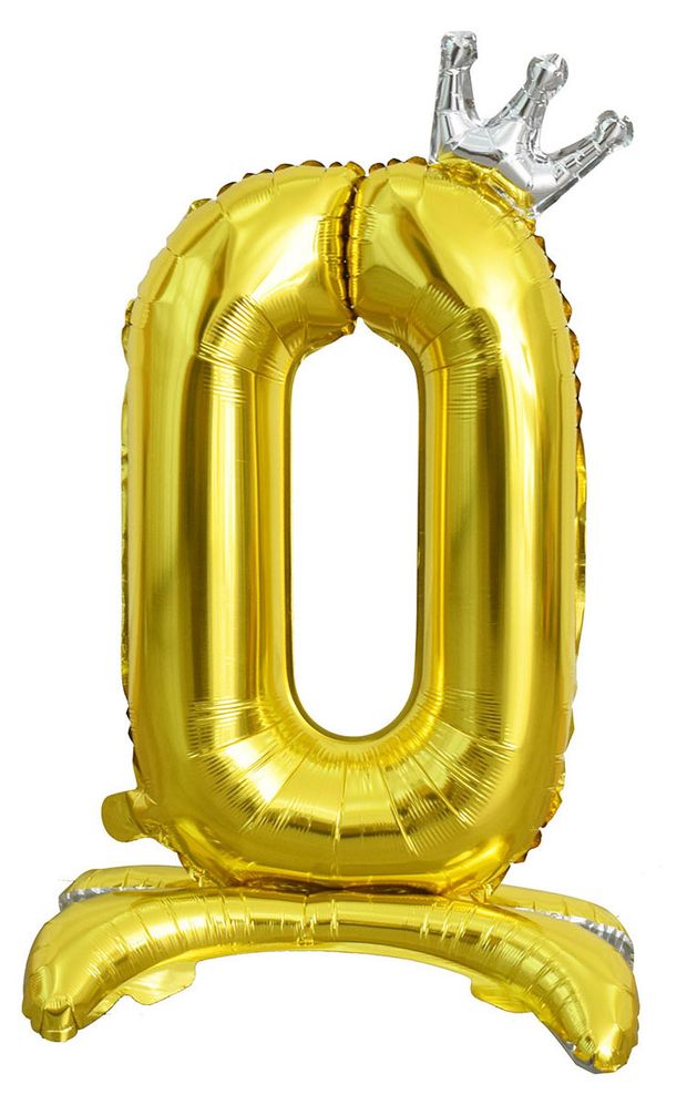 Цифра фольгированная Веселая затея 0 золотая на подставке, 81 см