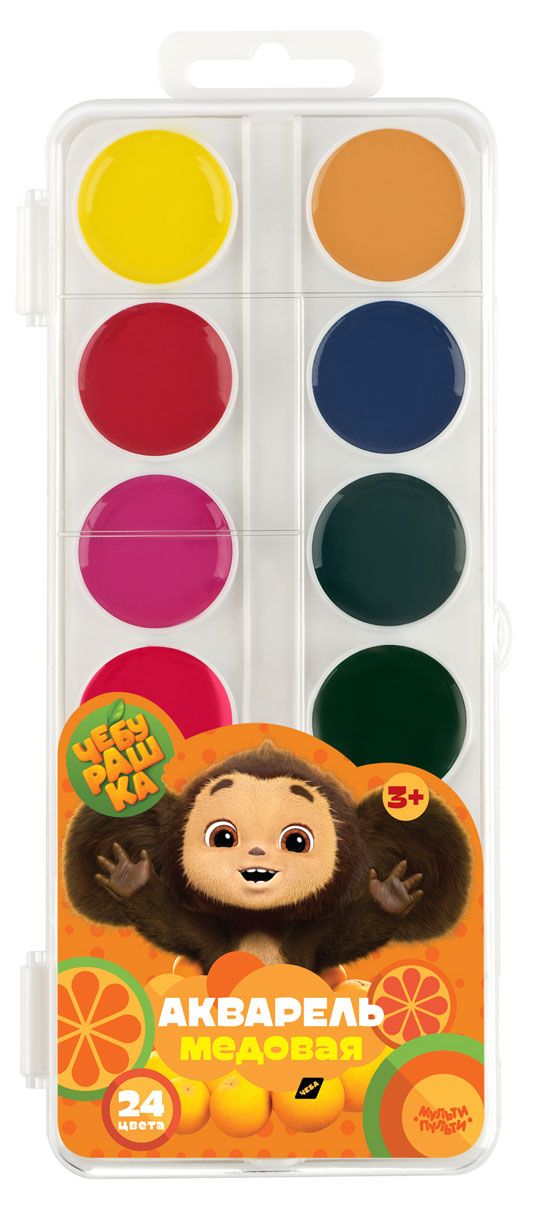 Акварель Мульти-пульти Чебурашка медовая 24 цвета 220₽