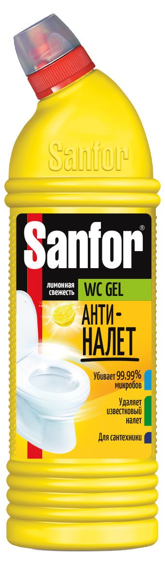 Гель для чистки и дезинфекции унитаза Sanfor WС gel лимон 1 л 175₽