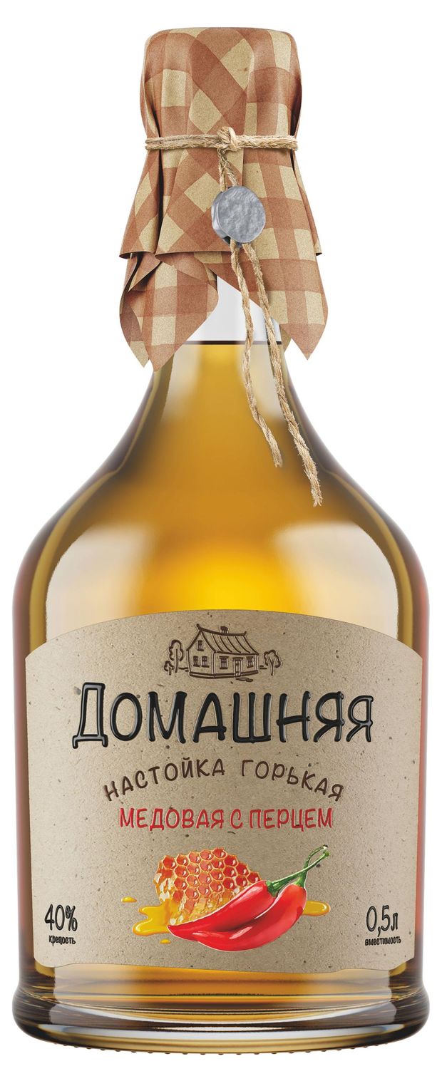 Алкоголь (самовывоз)  Ашан Настойка Домашняя Медовая с перцем Россия, 0,5 л