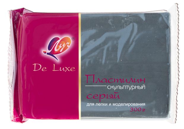 Пластилин скульптурный Луч Люкс серый 300 г 180₽