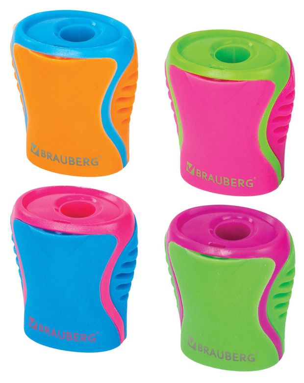 Точилка BRAUBERG Mix с контейнером 1 отверстие 35₽