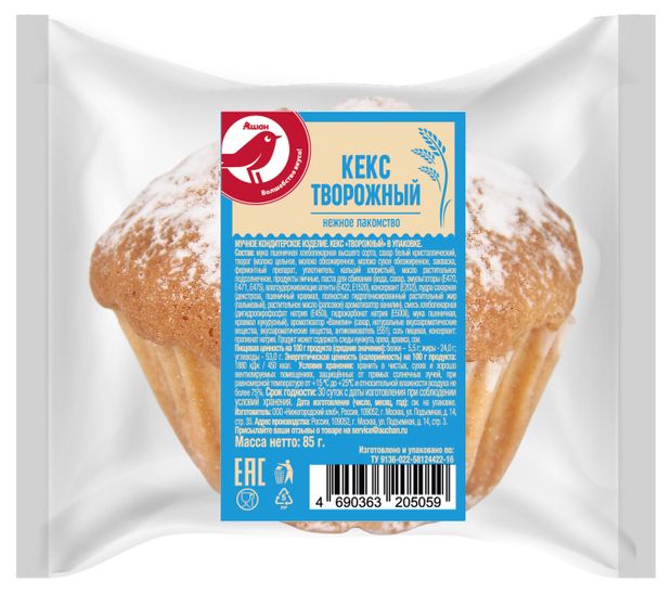 Кекс творожный АШАН Красная Птица 85 г 60₽