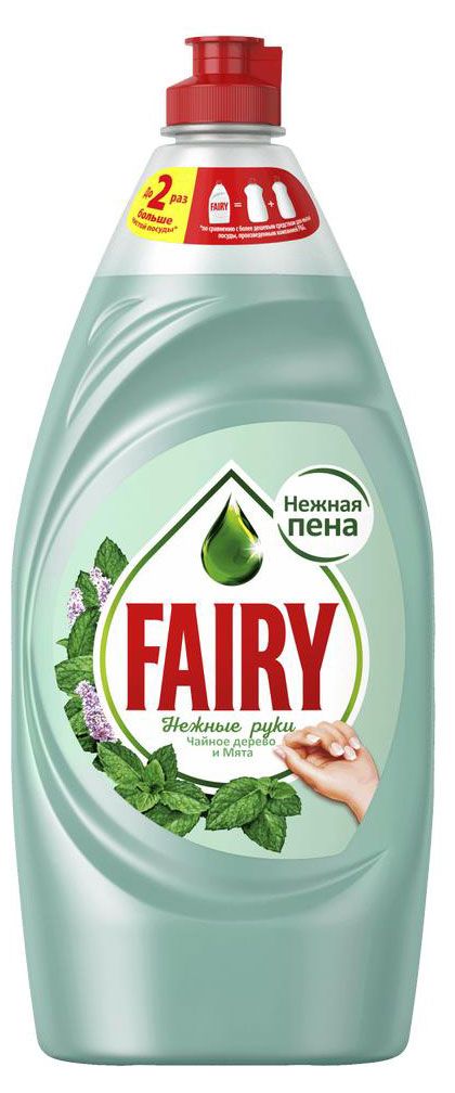 Уборка и бытовая химия  Ашан Средство для мытья посуды Fairy Нежные ручки Чайное дерево и мята, 900 мл
