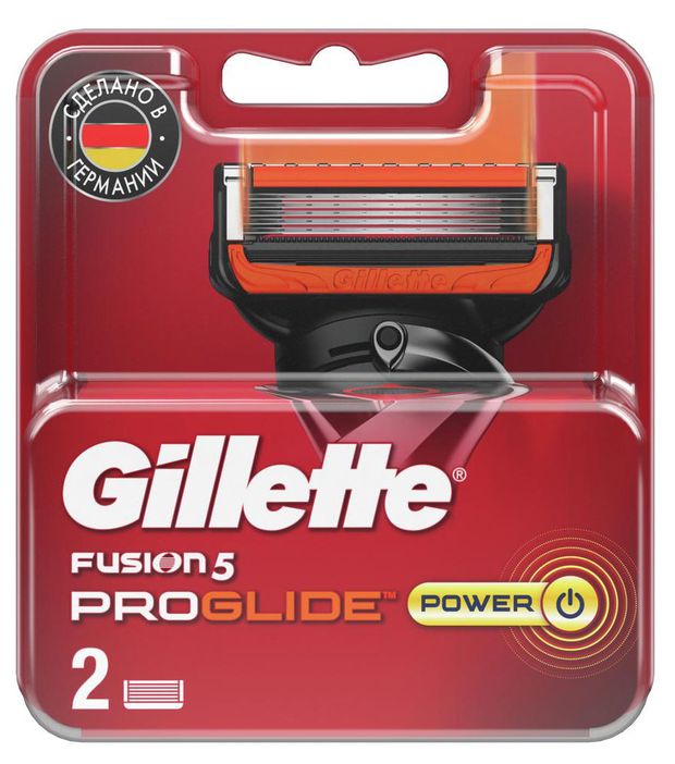Сменные кассеты Gillette Fusion5 ProGlide Power с 5 лезвиями, 2 шт